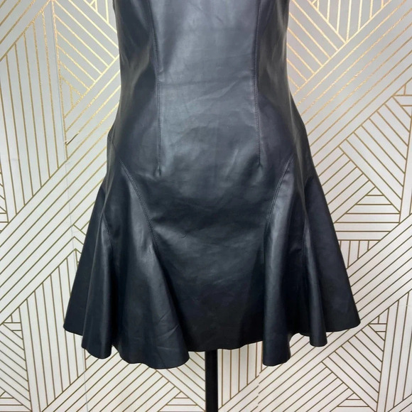 Jay Godfrey Stewart Vegan Leather Cutout Mini Dress Black Size 6‎ - Picture 5 of 11